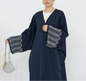 Navy abaya with embellished sleeves